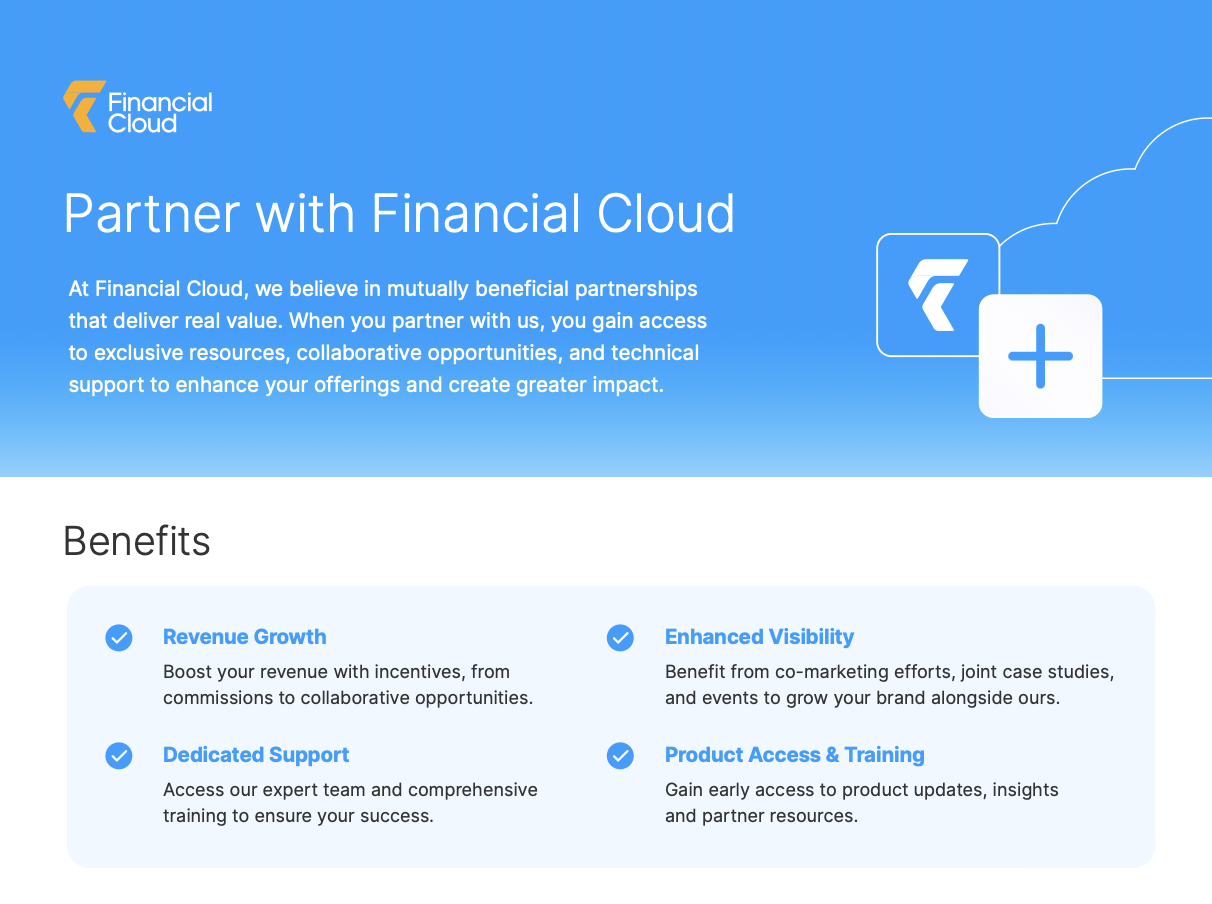 .Partner with Financial Cloud.